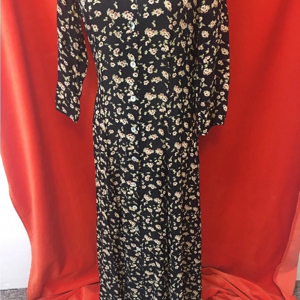 Carole Little 90s maxi dress scoop neck floral print size 10 - Picture 2 of 6